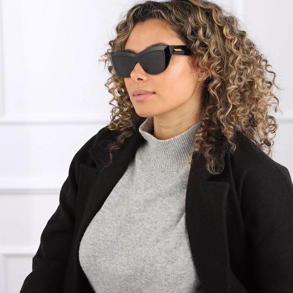 Bottega Veneta BV1218S 001 Black/Grey Cat Eye Women's Sunglasses